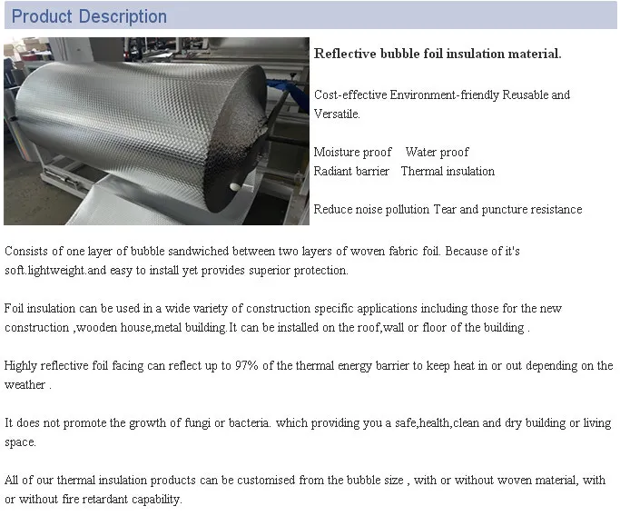 Fire Retardant & Fireproof Material Aluminum Foil Bubble Building Heat Insulation Material